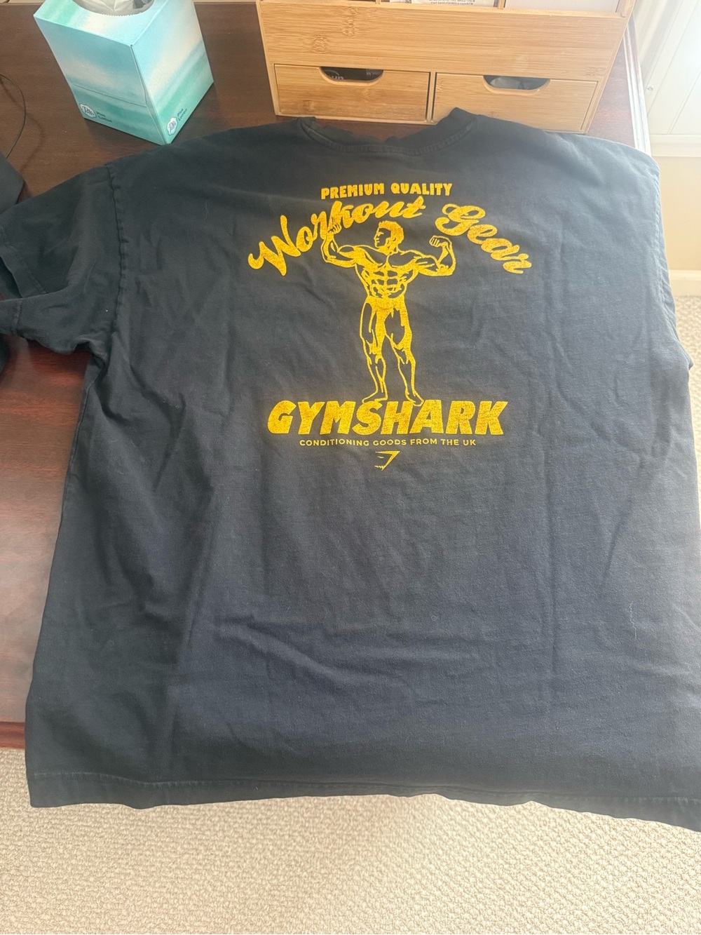 Gymshark Black Short-Sleeve Tee with Yellow Workout Graphic